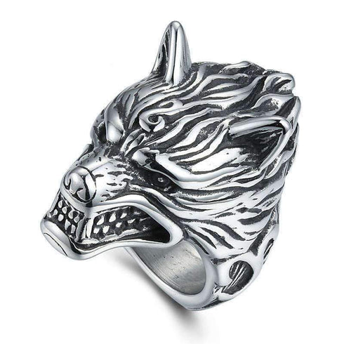 Bague Loup Tête de Loup Acier